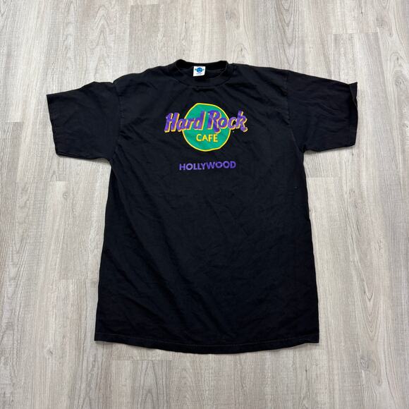 Vintage Hard Rock Cafe Hollywood Shirt Men's Extra Large XL Black 90s - Picture 1 of 8